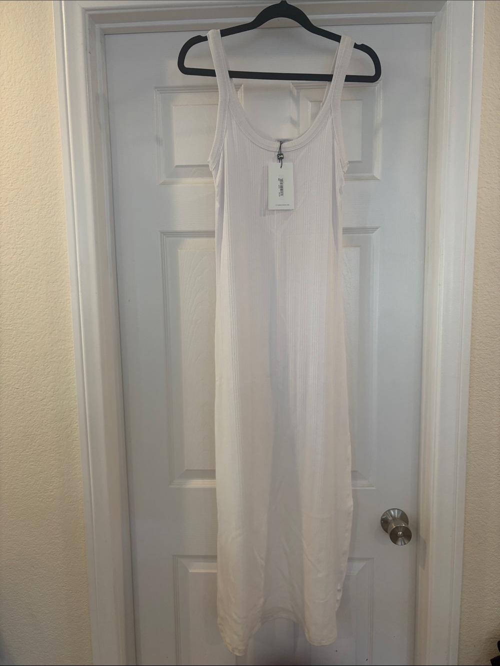 Vitamin A White Ribbed Long Tank Slip Dress